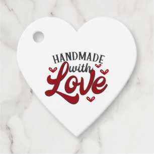Red Handmade with Love Craft Favour Tags