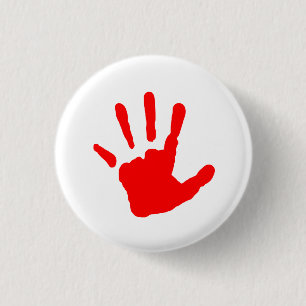 Red Handprint 3 Cm Round Badge