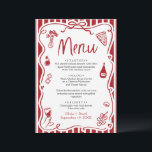 Red Handwritten Whimsical Italian Pizza Pasta Menu<br><div class="desc">🍝 Red Handwritten Whimsical Italian Pizza & Pasta Menu Card – “That’s Amore” Theme 🇮🇹 Add a delicious touch of amore to each place setting with this whimsical Italian Pizza & Pasta Menu Card, perfect for a pizza-themed bridal shower, romantic Italian engagement party, cosy rehearsal dinner, festive wedding, or even...</div>