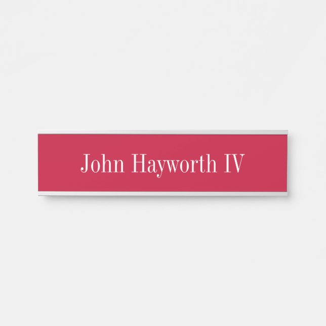Red Hanging Desk Door Wall Cubical Name Plate (Front)