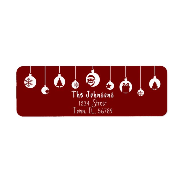 Red Hanging Ornament Return Address Label (Front)
