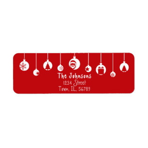 Red Hanging Ornament Return Address Label
