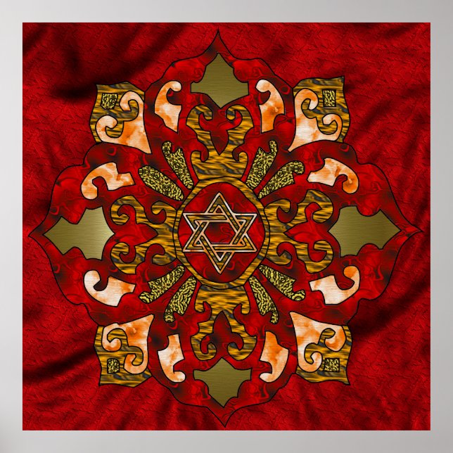 Red Hanukkah Mandala Poster (Front)