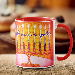 Red Hanukkah Menorah It's the Season to Sparkle Mug