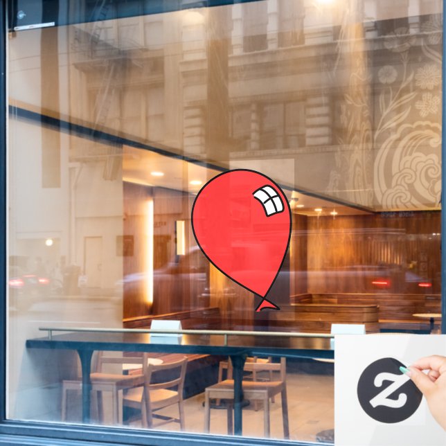 Red Happy Balloon Window Cling (Cafe Window)