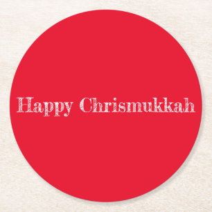 Red Happy Chrismukkah Coaster