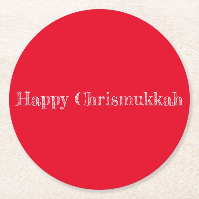 Red Happy Chrismukkah Coaster (Front)
