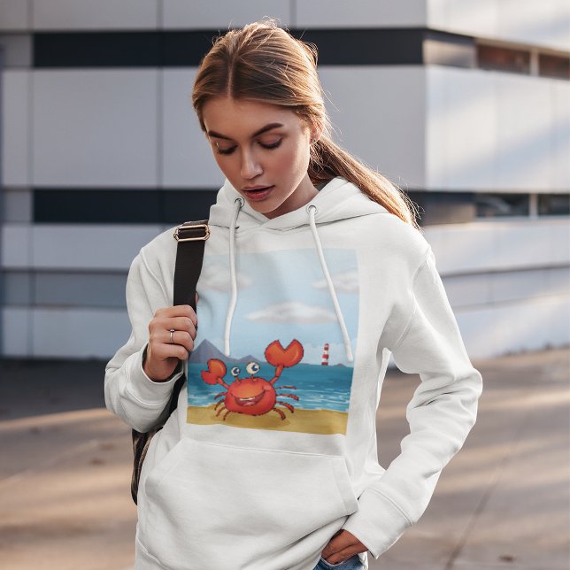 Red Happy Crab On A Beach Hoodie (Creator Uploaded)