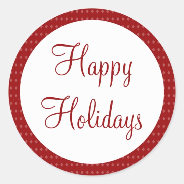 Red Happy Holidays Classic Round Sticker (Front)