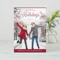 Red Happy Holidays Mix Typography Wedding Photo