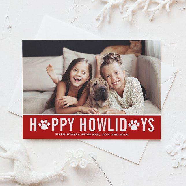 Red Happy Howlidays Modern Typography Pet Holiday (Creator Uploaded)