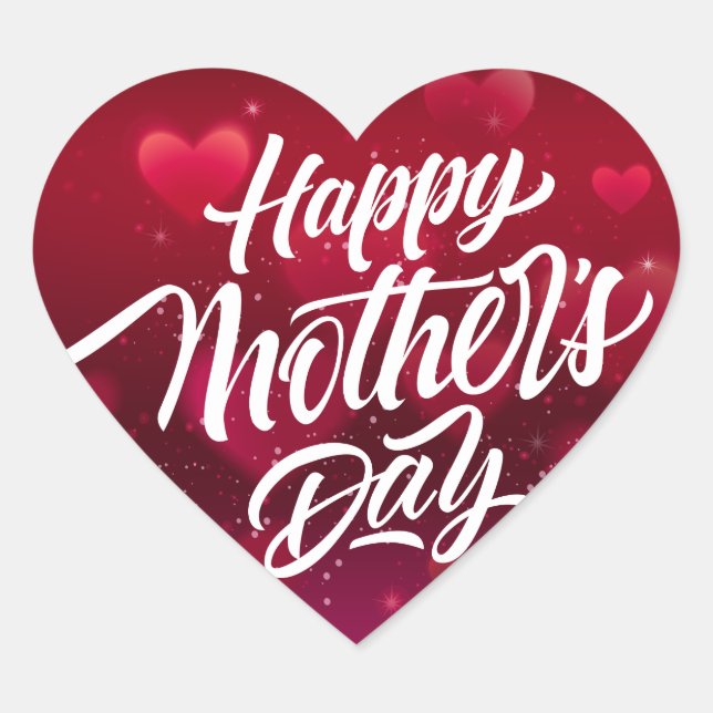 Red happy mother's day hearts background heart sticker (Front)