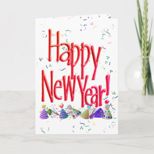 Red HAPPY NEW YEAR!  Holiday Card