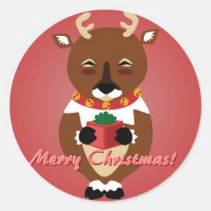 Red Happy Reindeer Stickers