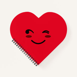 Red Happy Smiling Face Cute Cartoon Heart Notebook