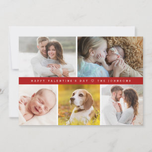 Red Happy valentine's day Custom family Photos Holiday Card