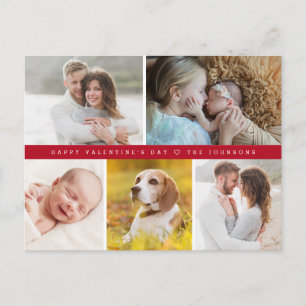 Red Happy valentine's day Custom family Photos Holiday Postcard