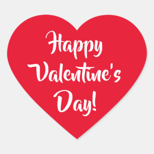 Red Happy Valentine's Day Heart Sticker