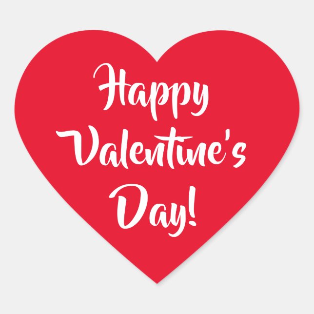 Red Happy Valentine's Day Heart Sticker (Front)