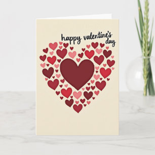 Red Happy Valentines Day Hearts Card