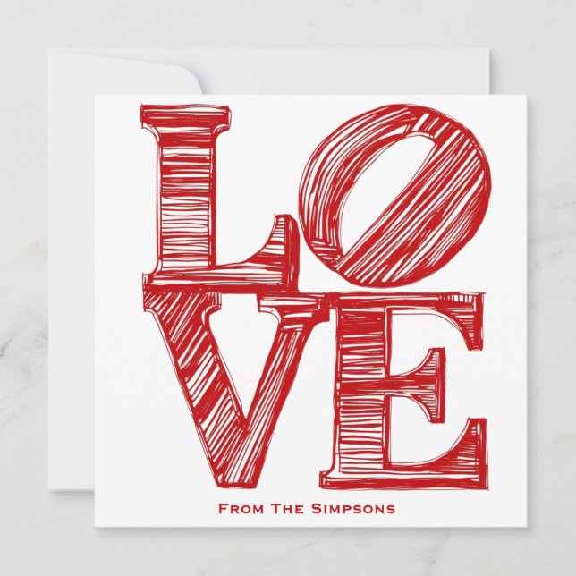 Red Happy Valentine's Day Modern gift Holiday Card (Front)