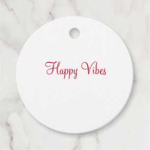 Red happy vibes holiday simple minimal calligraphy favour tags