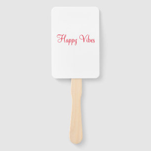 Red happy vibes holiday simple minimal calligraphy hand fan