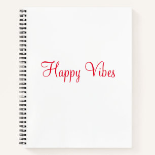 Red happy vibes holiday simple minimal calligraphy notebook