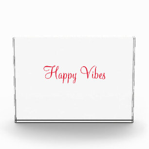Red happy vibes holiday simple minimal calligraphy photo block