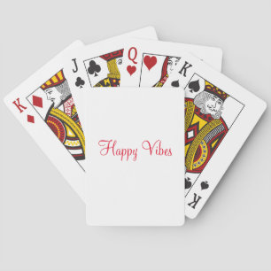 Red happy vibes holiday simple minimal calligraphy playing cards