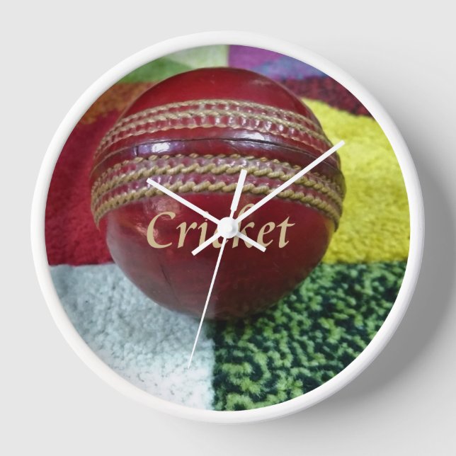 Red Hard Ball Glory Cricket Art Mug Coaster Kitche Clock (Front)