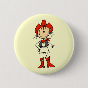 Red Hat Cowgirl Tshirts and Gifts 6 Cm Round Badge