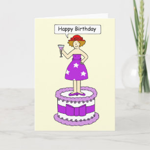 Red hat lady, happy birthday! card