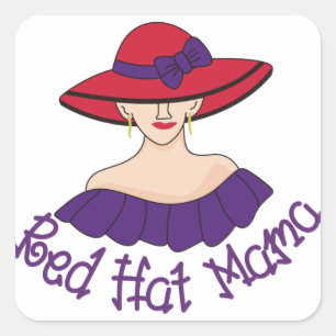 Red Hat Mama Square Sticker