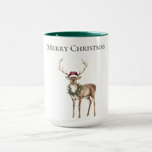 Red Hat Reindeer Christmas Mug