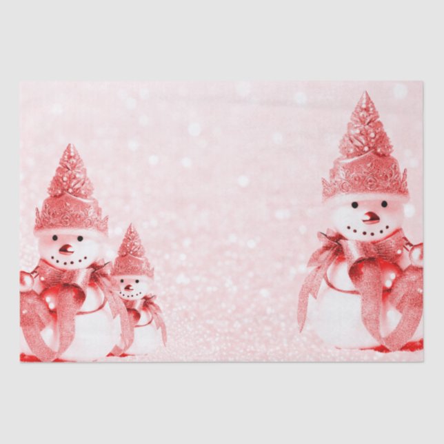 Red Hat Snowman Holiday Tissue Paper (Front)