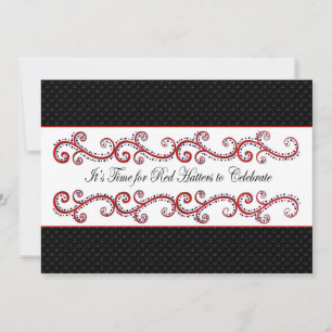 RED HATTER'S INVITATION - FANCY SWIRLS/BLK/RED