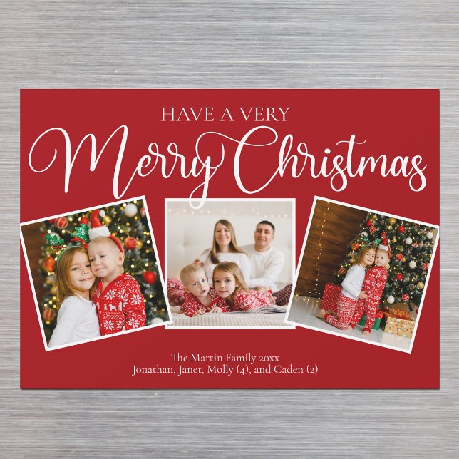 Red Have a Very Merry Christmas Photo Magnet Card (Creator Uploaded)