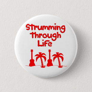 Red Hawaain Ukulele Uke Tropical Surf Design 6 Cm Round Badge