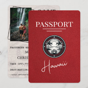 Red Hawaii Passport Save The Date
