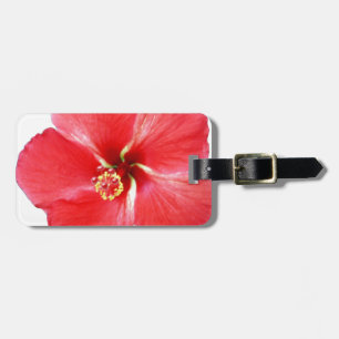 Red Hawaiian Hibiscus Flower Luggage Tag