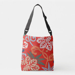 Red Hawaiian Japanese Kimono Crossbody Bag