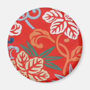 Red Hawaiian Japanese Kimono Design Floral  Magnet
