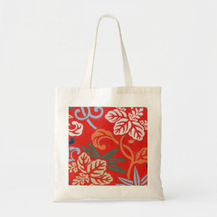 Red Hawaiian Japanese Kimono Design Floral Tote Bag