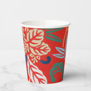 Red Hawaiian Japanese Kimono Paper Cups