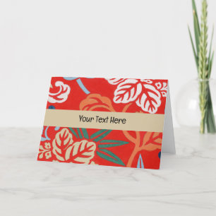 Red Hawaiian Japanese Kimono Thank You Card