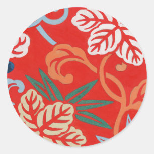 Red Hawaiian Japanese Kimono: Vintage Floral Classic Round Sticker