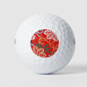 Red Hawaiian Japanese Kimono: Vintage Floral Golf Balls