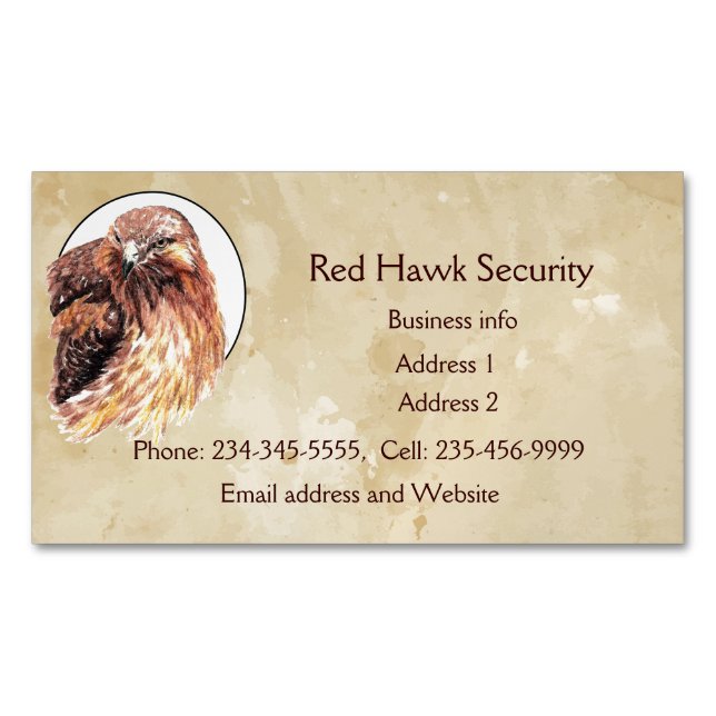 Red Hawk Custom Business Bird of Prey  Magnetic Business Card (Front)