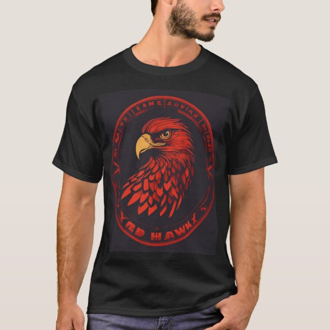 Red Hawk: Emblem of Strength and Power T-Shirt (Front)